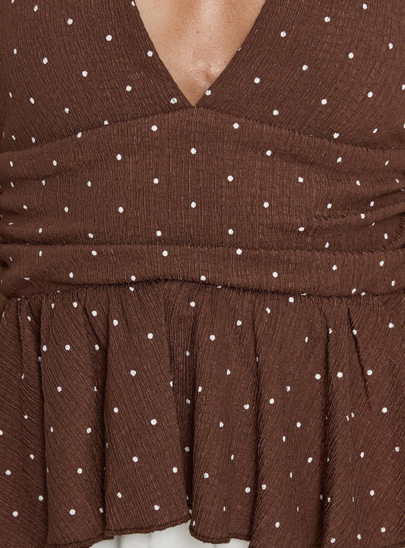 Xalira Frill Halter Top Brown Polka - Image 5