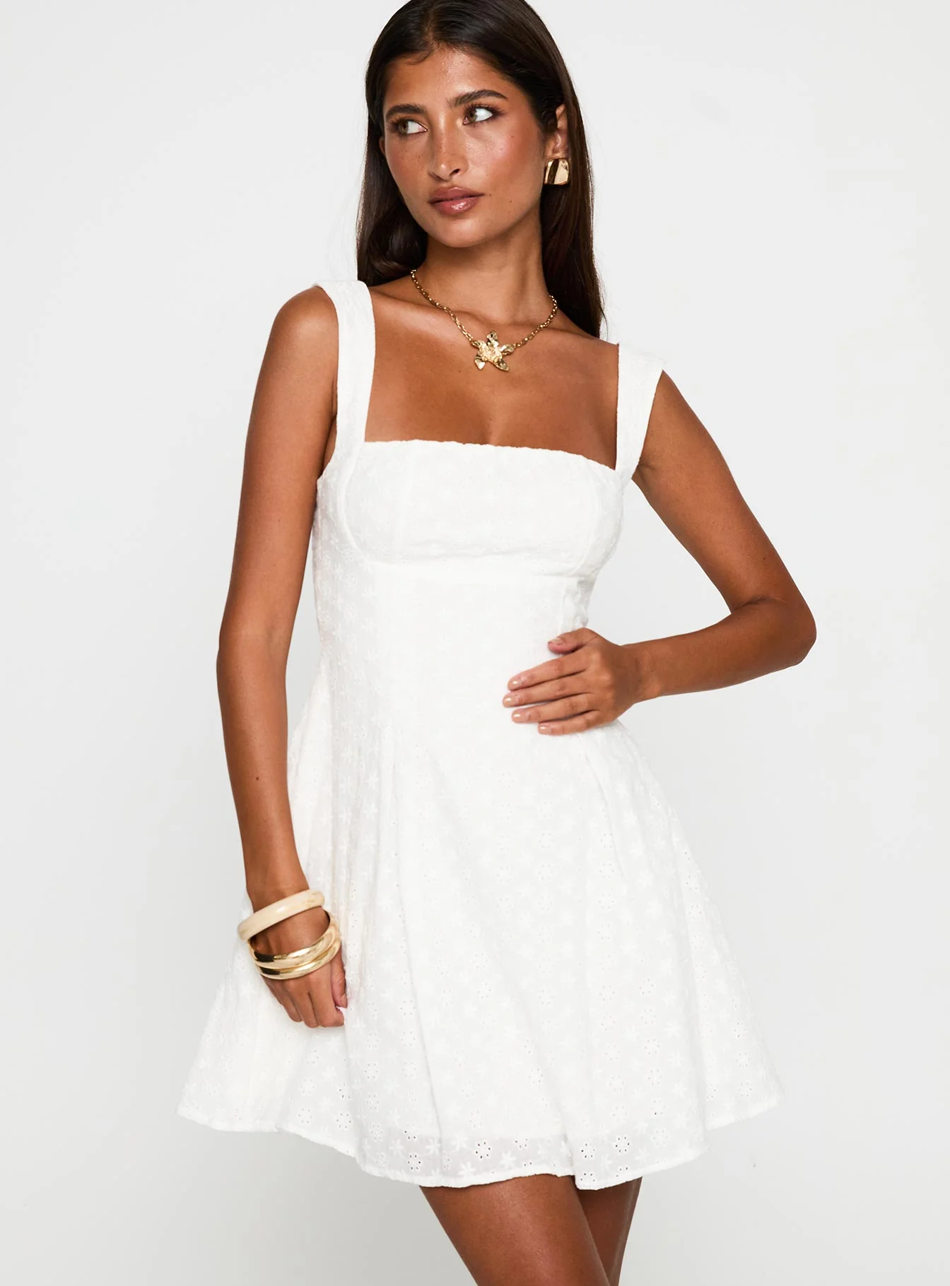 Xanthus Embroidered Mini Dress White - Image 2