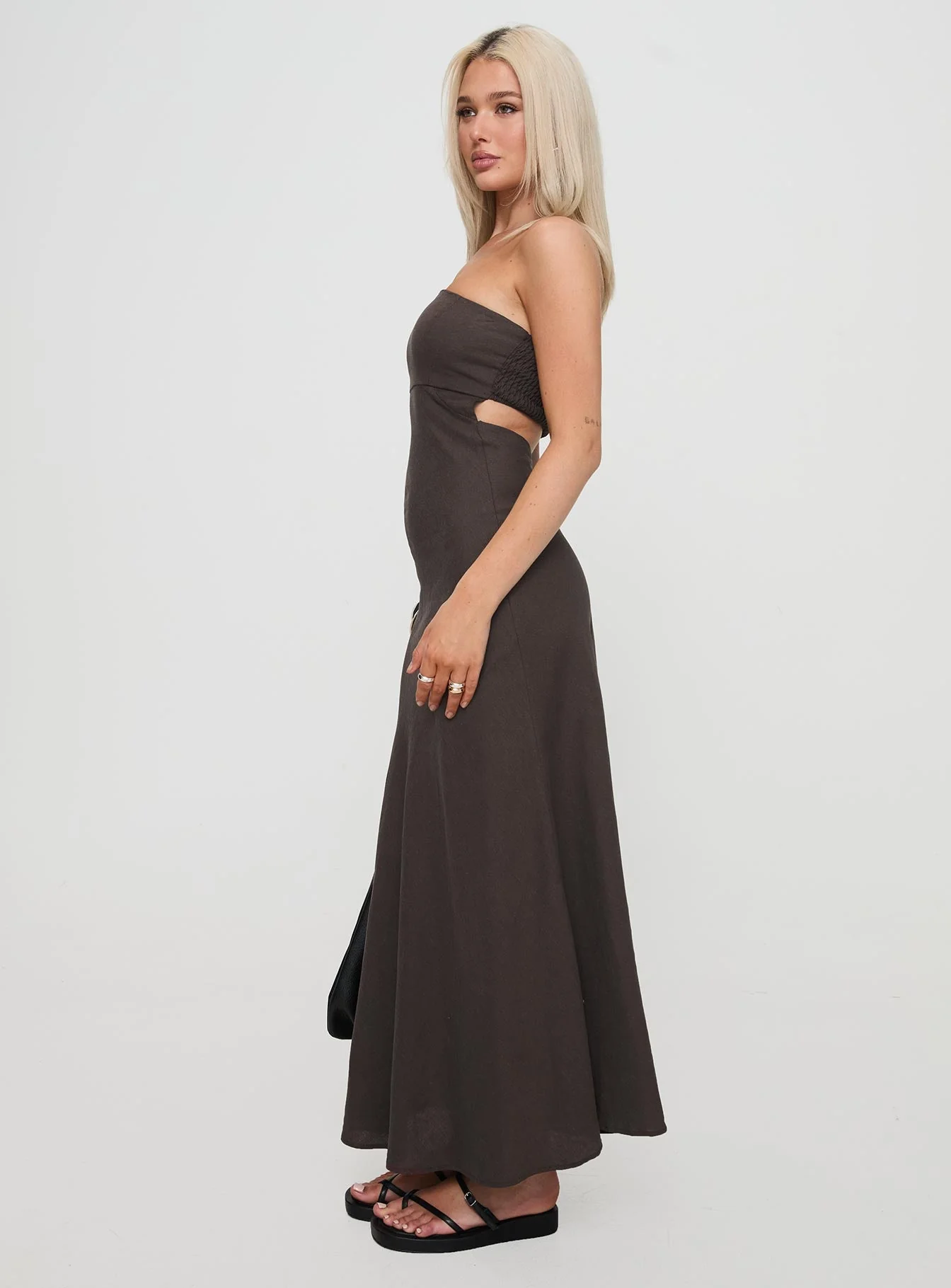 Yahir Strapless Maxi Dress Brown - Image 4