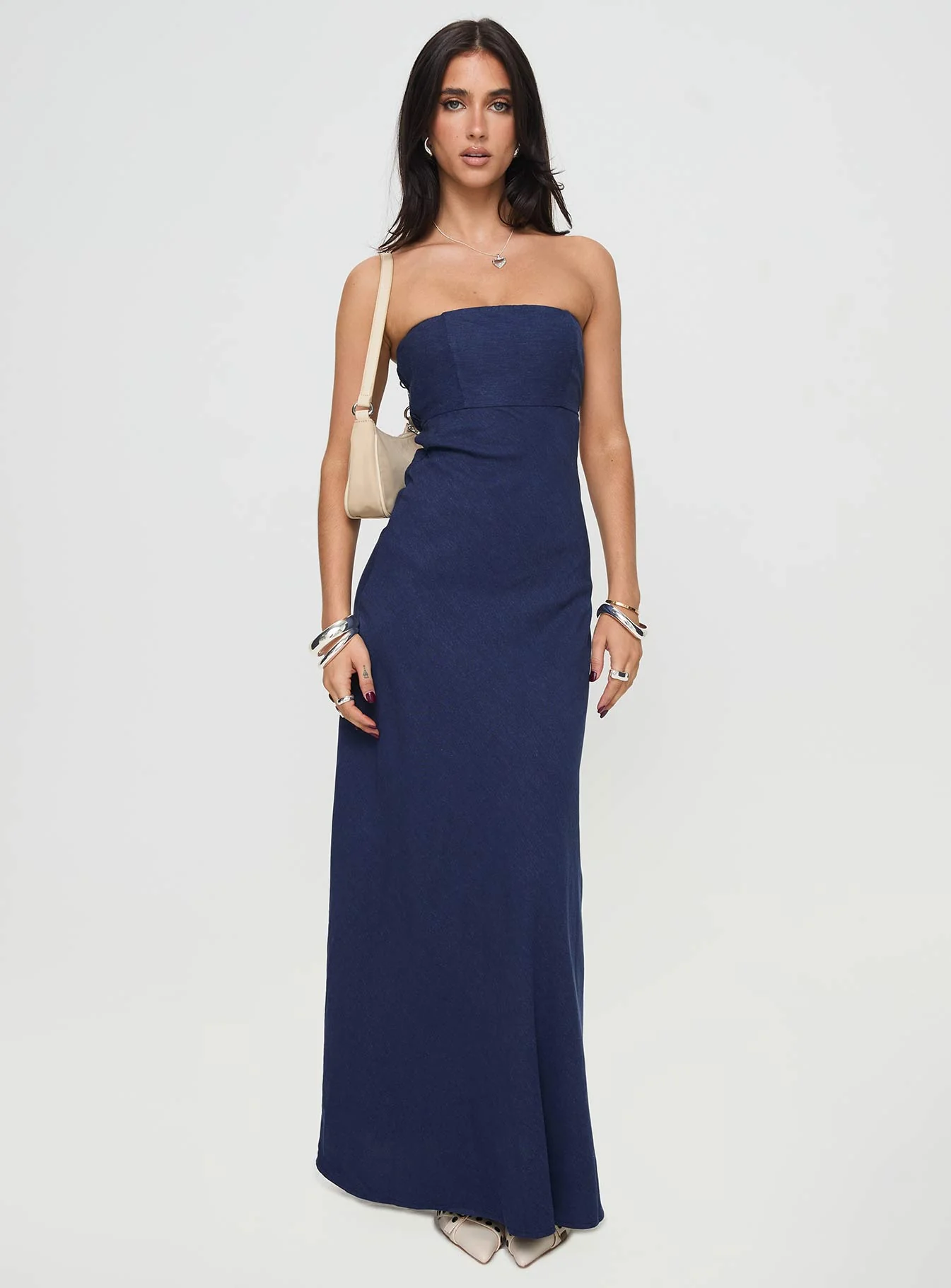 Yahir Strapless Maxi Dress Navy - Image 2