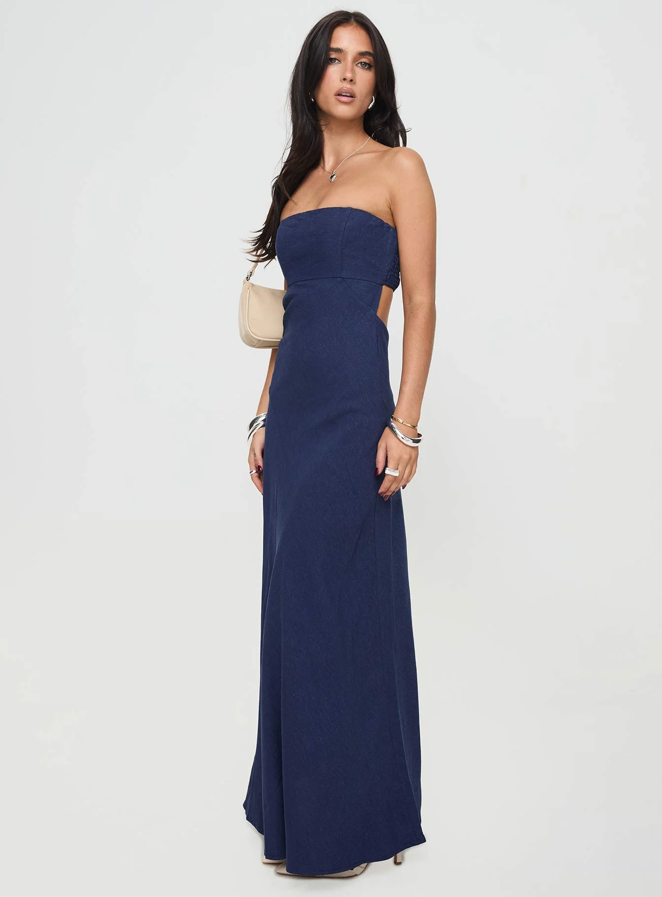 Yahir Strapless Maxi Dress Navy - Image 3