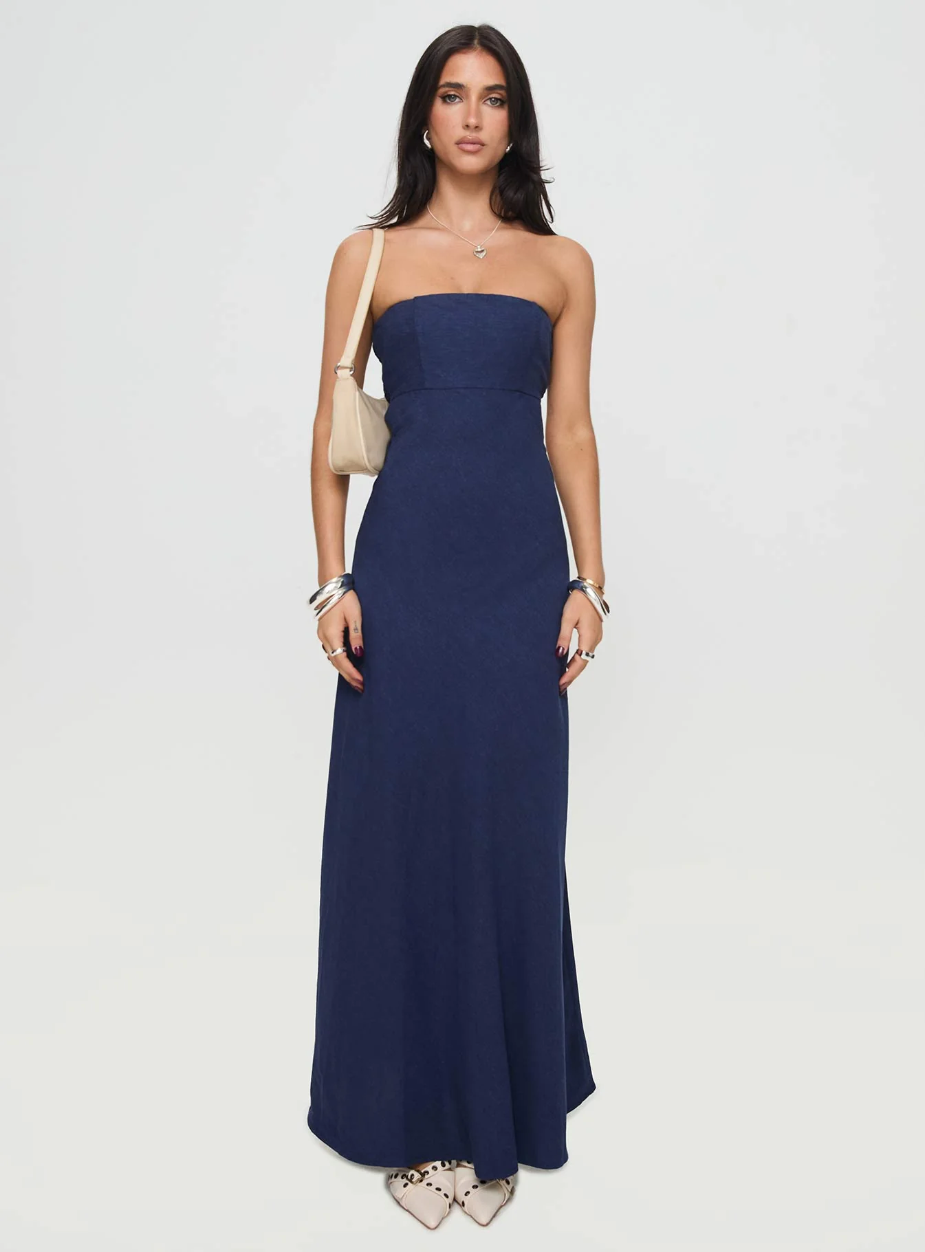Yahir Strapless Maxi Dress Navy - Image 6