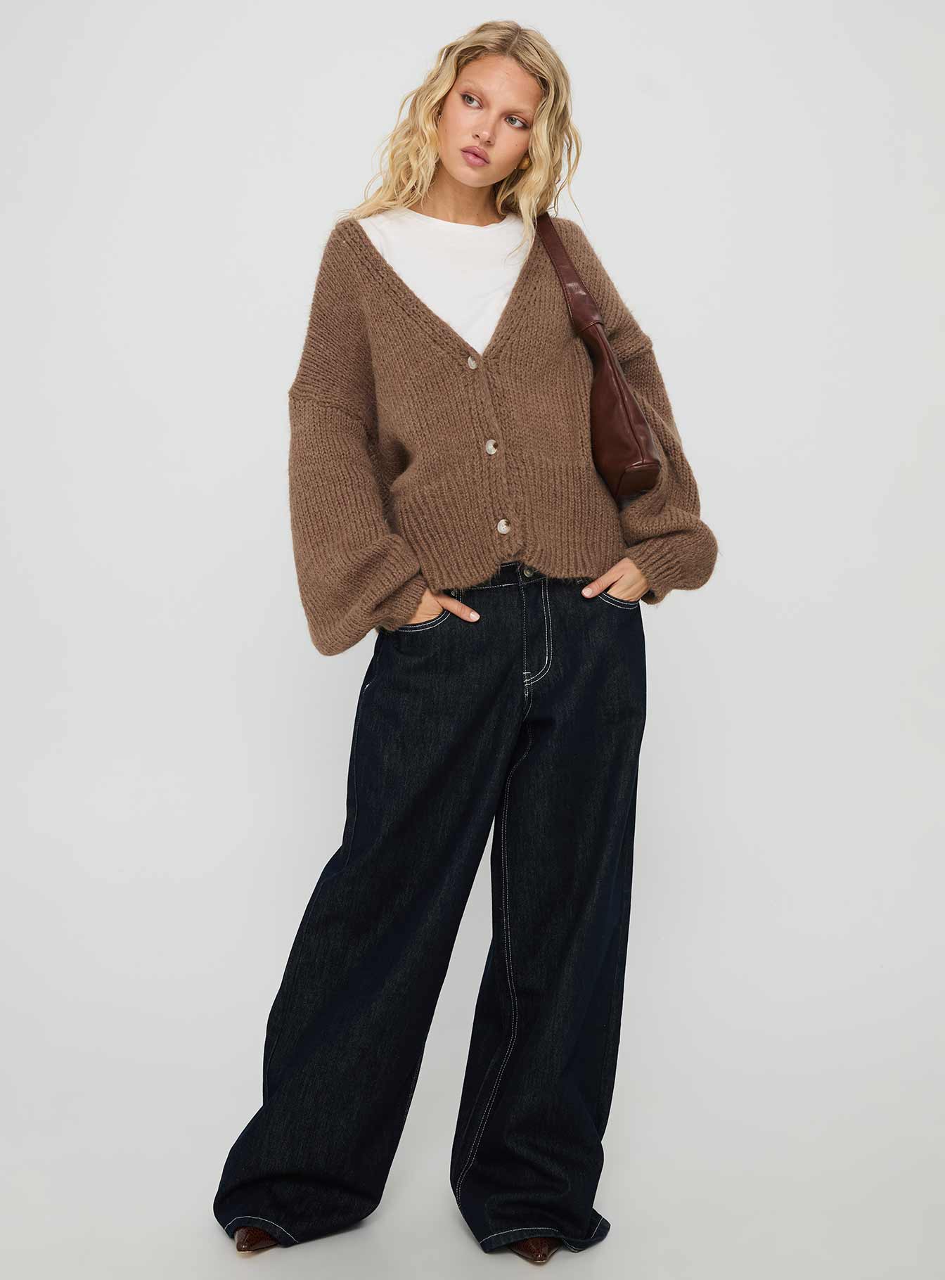 Yasmyn Knit Cardigan Brown - Image 2