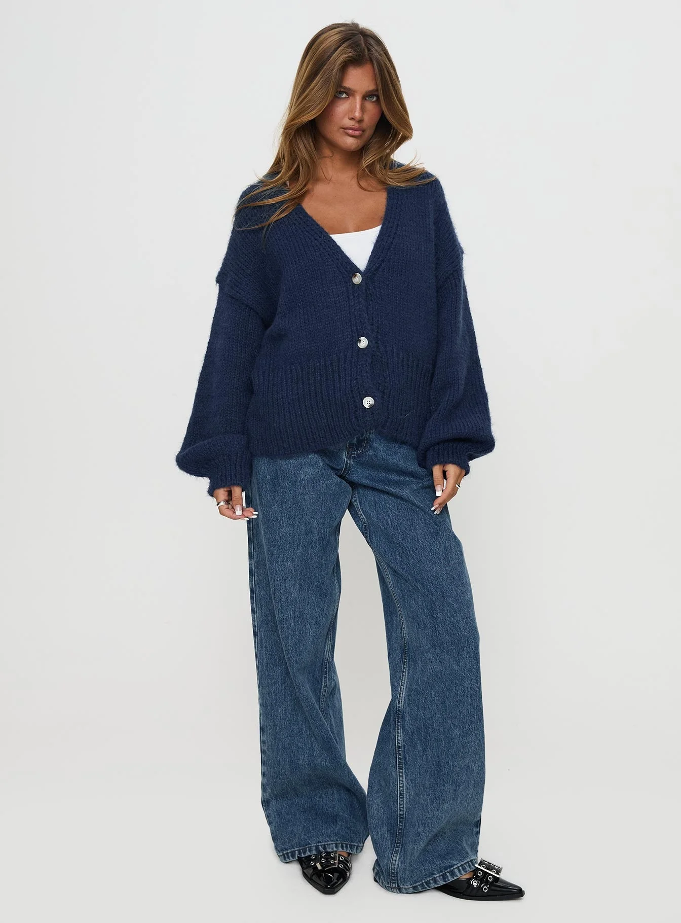 Yasmyn Knit Cardigan Royal Blue - Image 2