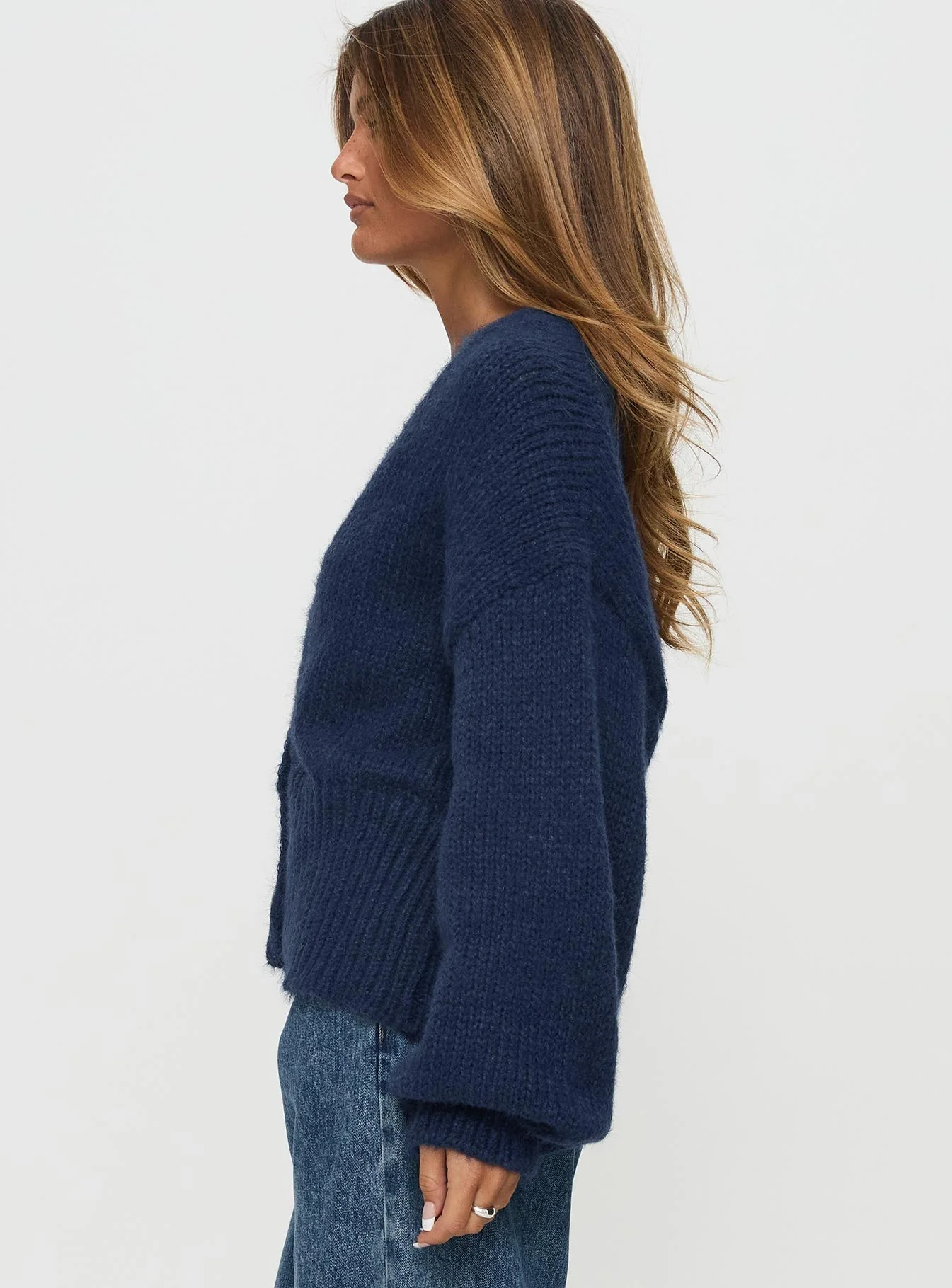 Yasmyn Knit Cardigan Royal Blue - Image 3