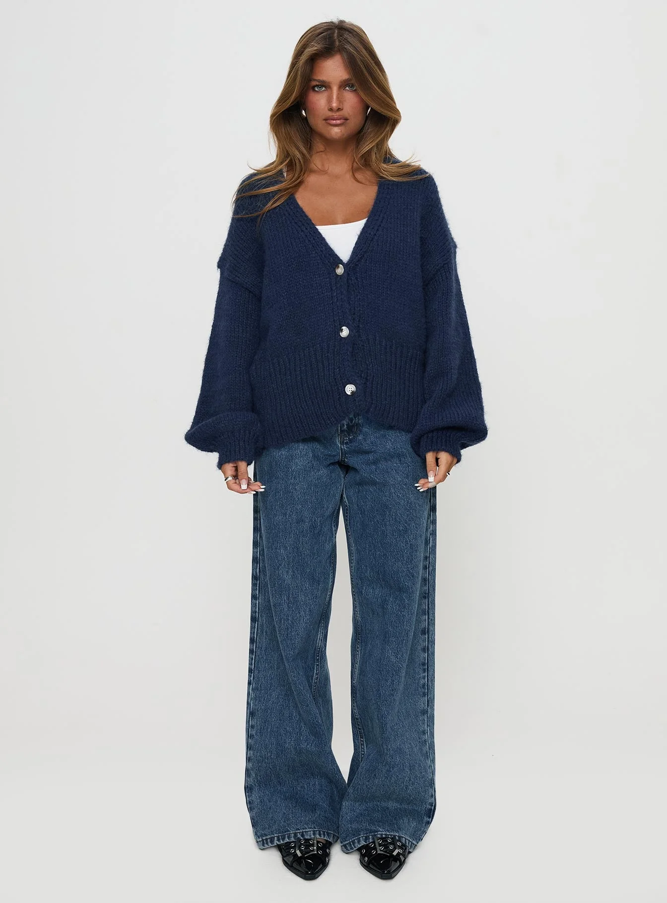Yasmyn Knit Cardigan Royal Blue - Image 6