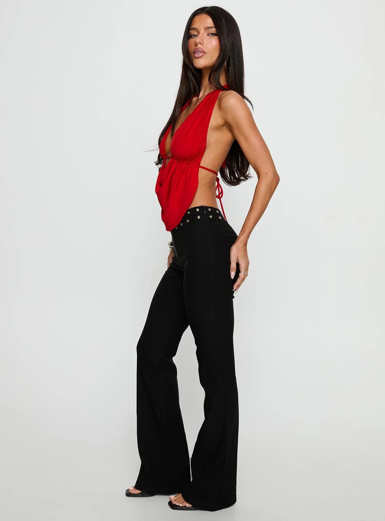 Yevina Eyelet Flare Pant Black - Image 4