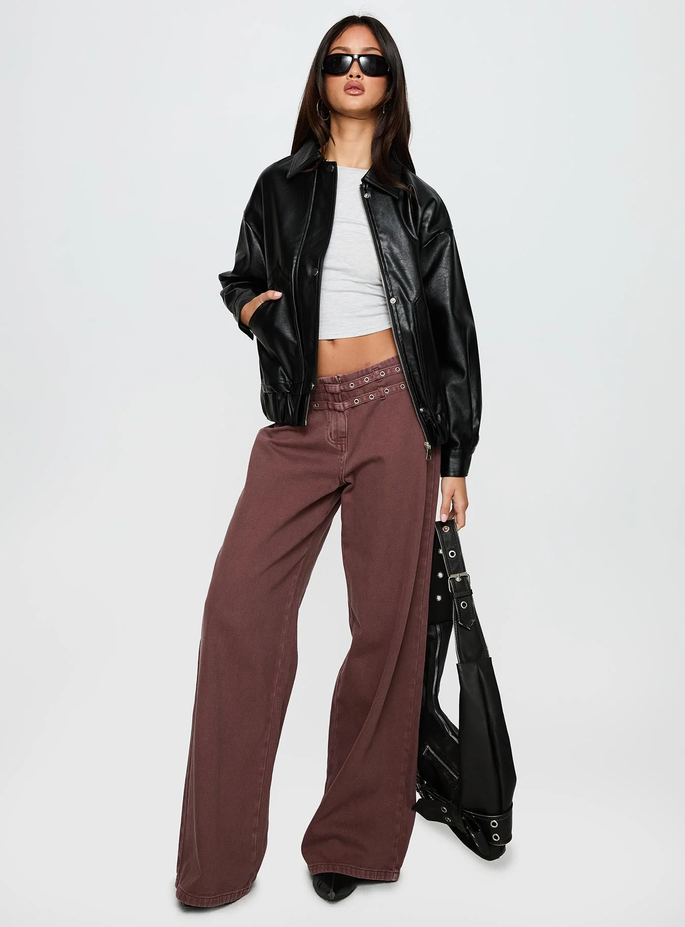 Your Moment Faux Leather Bomber Jacket Black - Image 2