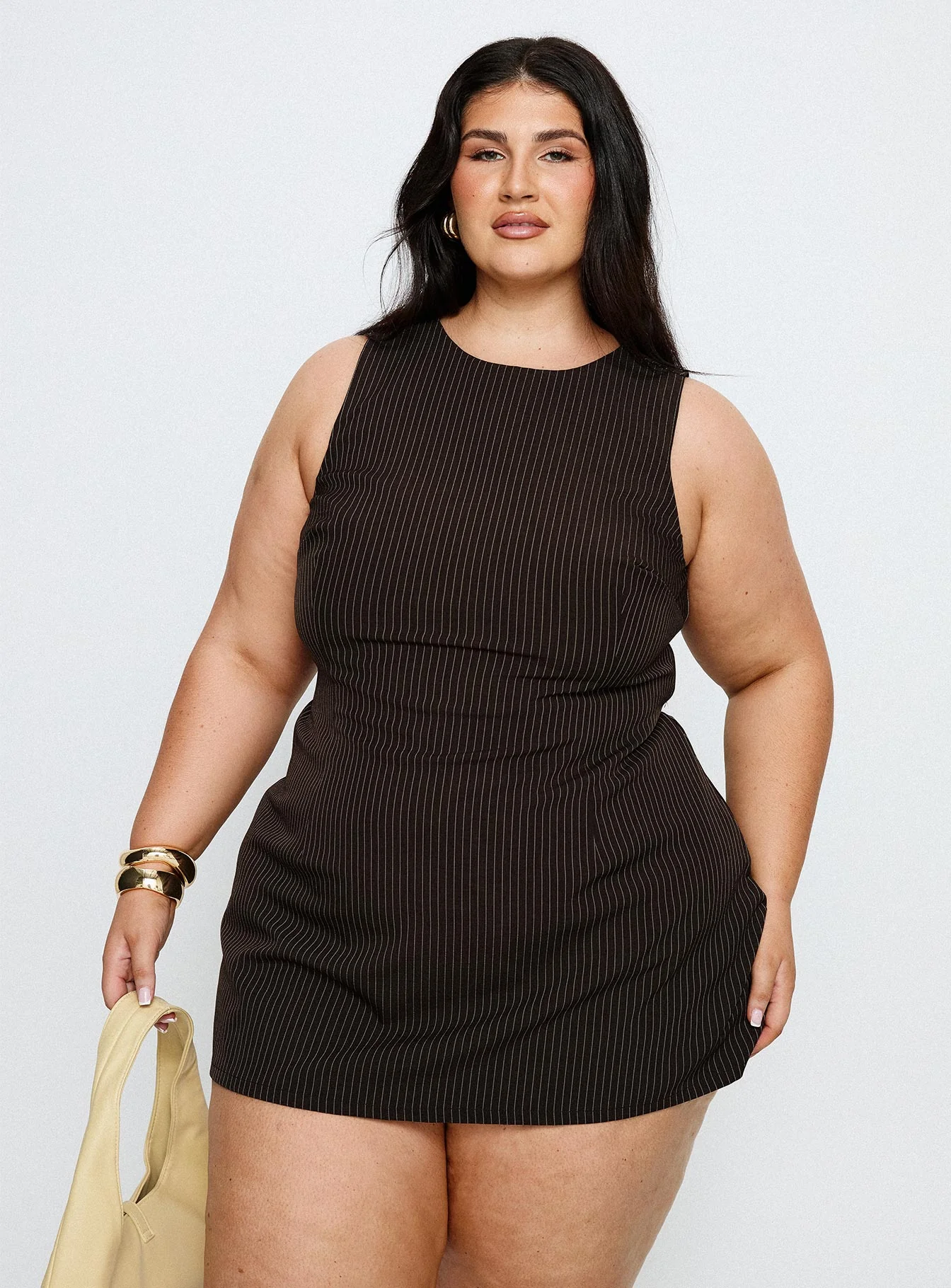 Yumiko Romper Brown Pinstripe Curve - Image 8