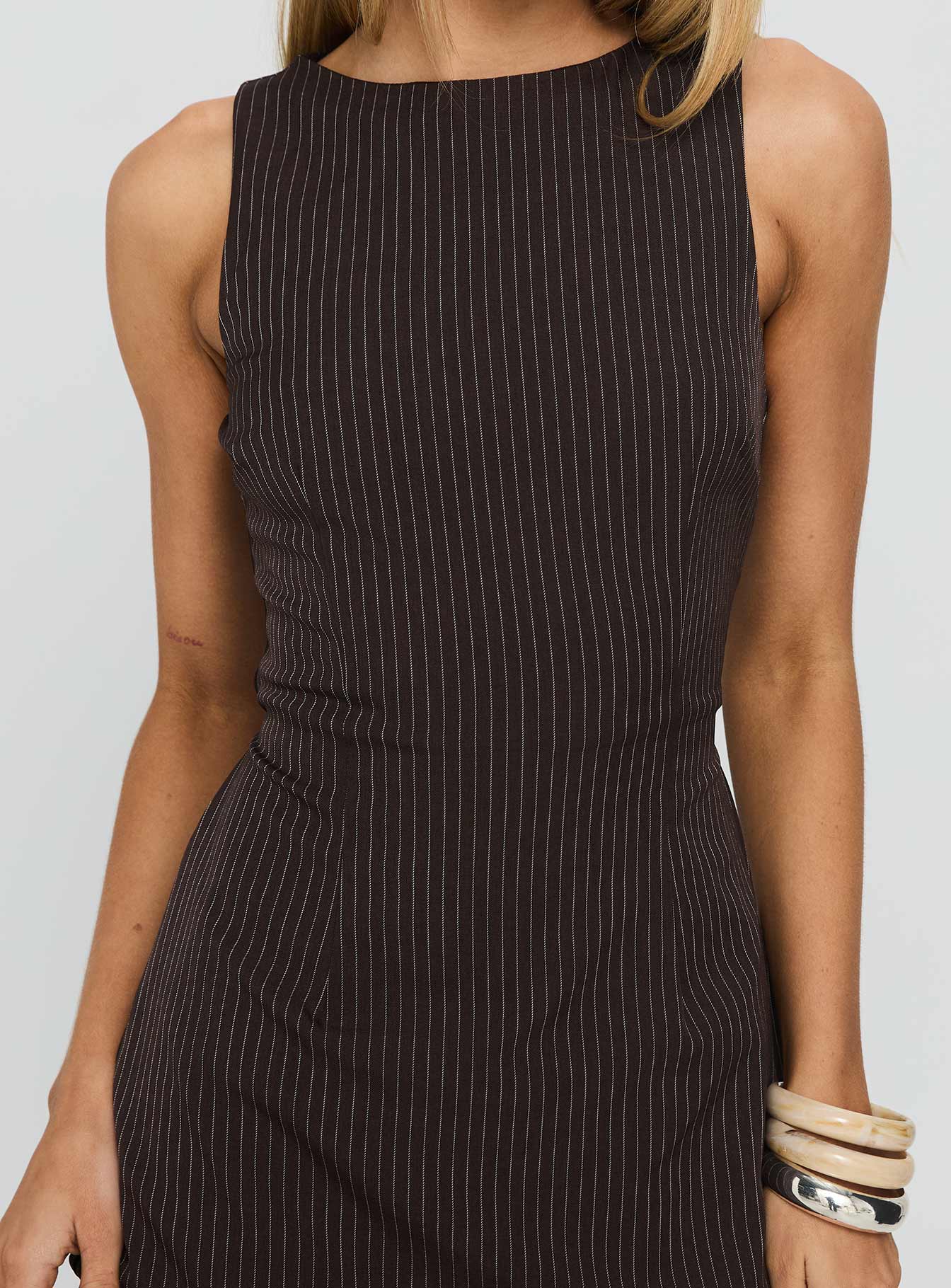 Yumiko Romper Brown Pinstripe Tall - Image 6