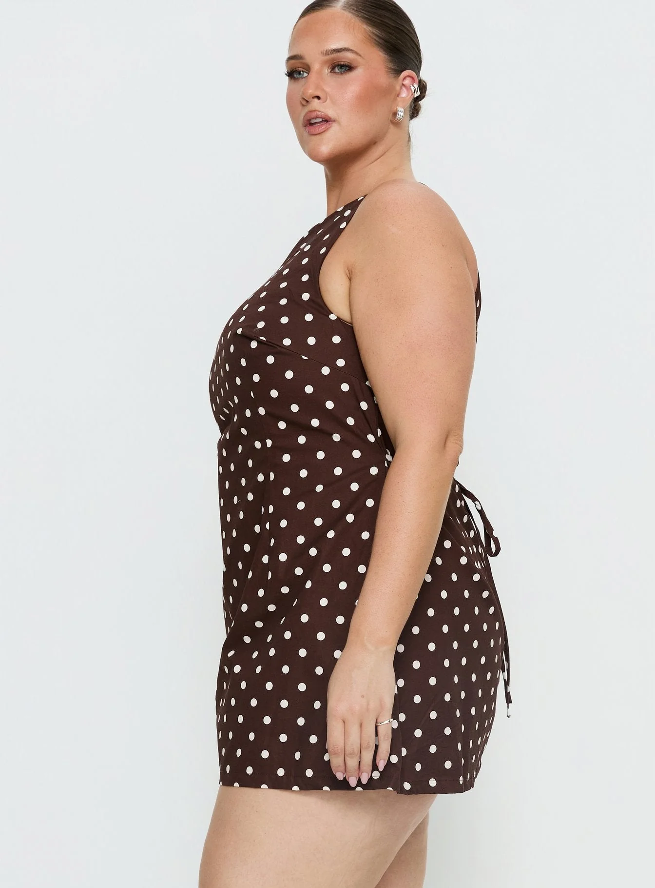 Yumiko Romper Brown Polka Curve - Image 4