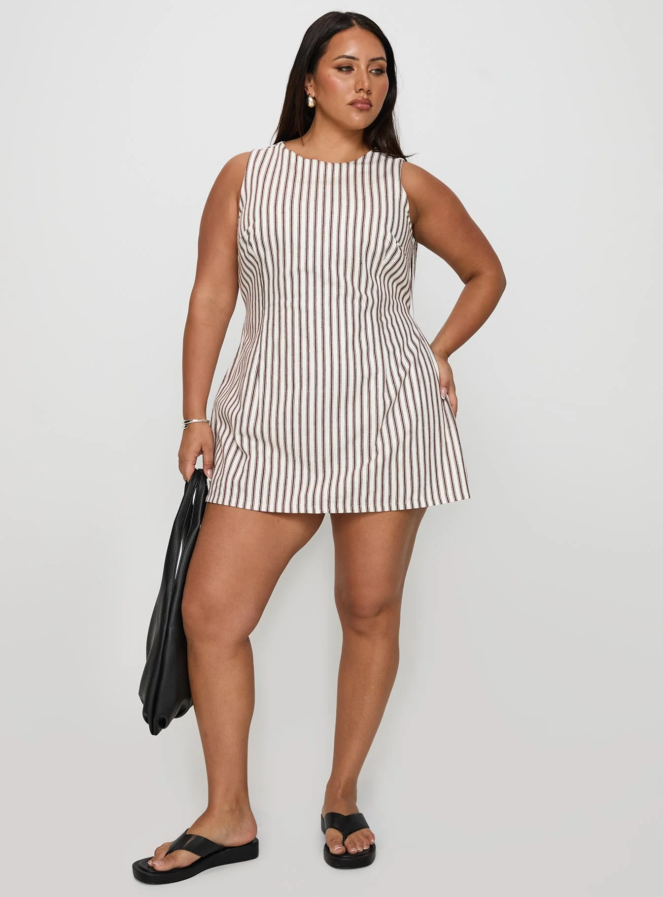 Yumiko Romper Brown Stripe Curve - Image 2