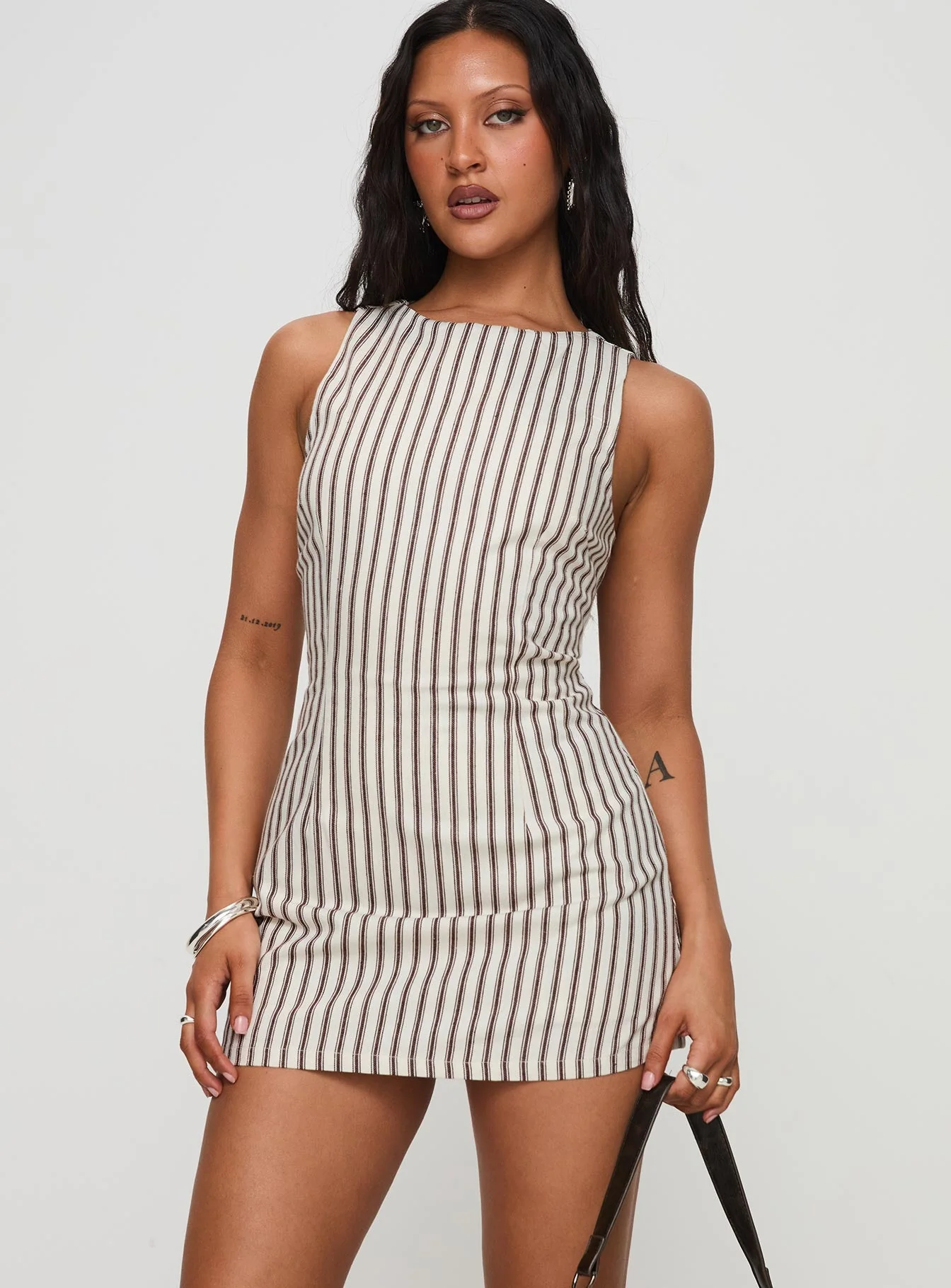 Yumiko Romper Brown Stripe Tall - Image 2