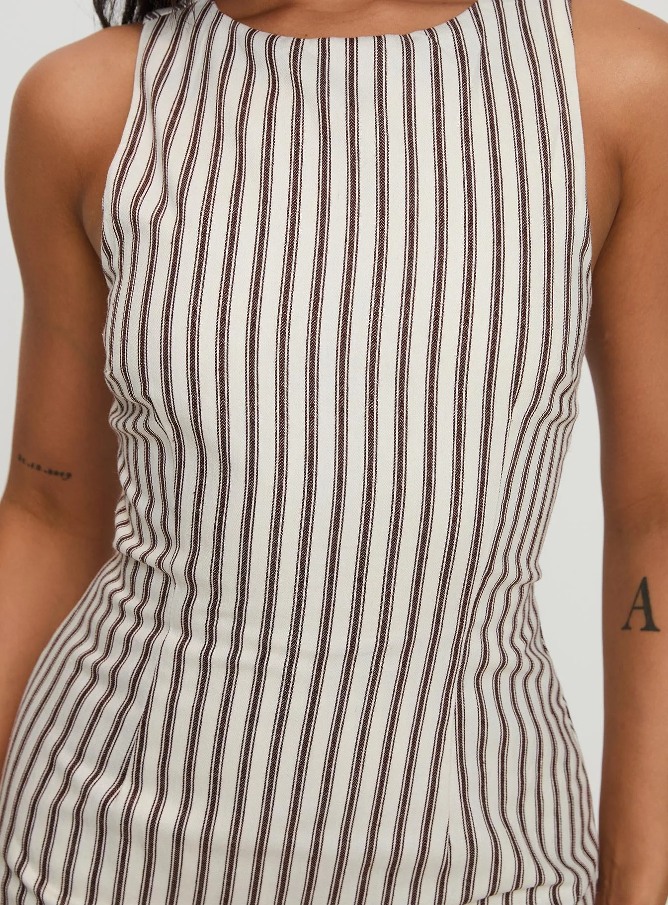 Yumiko Romper Brown Stripe Tall - Image 6