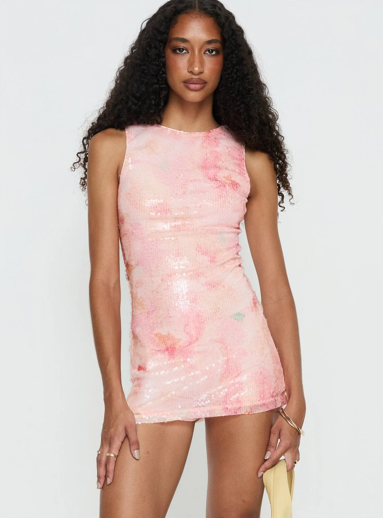 Yumiko Sequin Romper Pink Floral - Image 2
