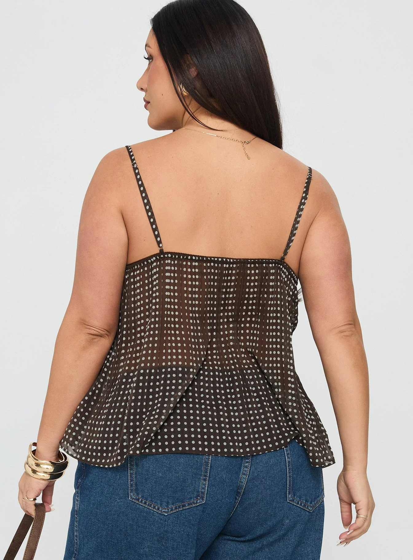 Zami Pleat Top Brown Polka Curve - Image 5