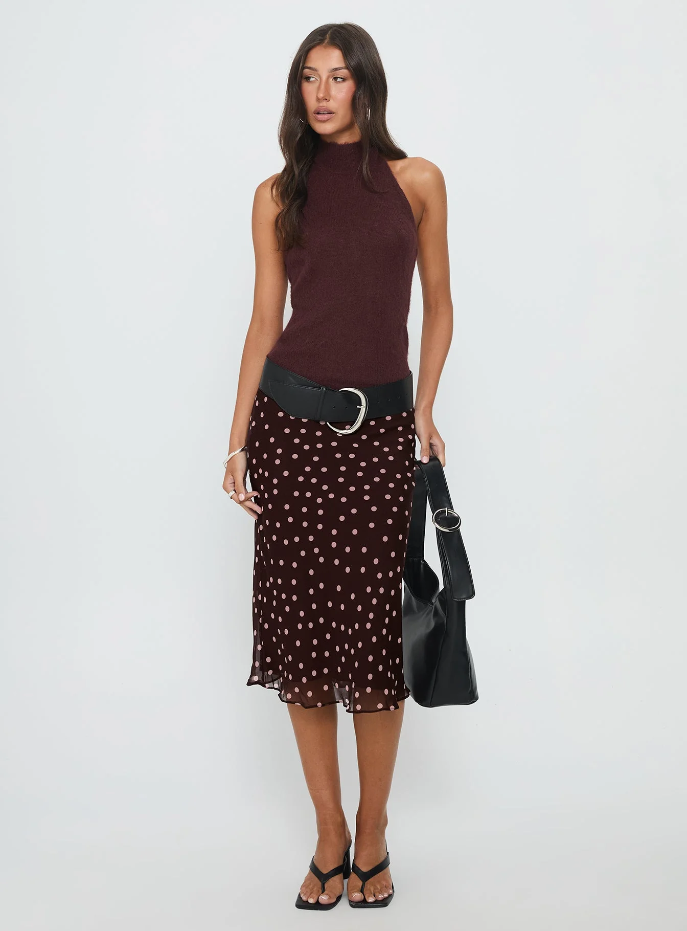 Zariela High Neck Sleeveless Top Burgundy - Image 3