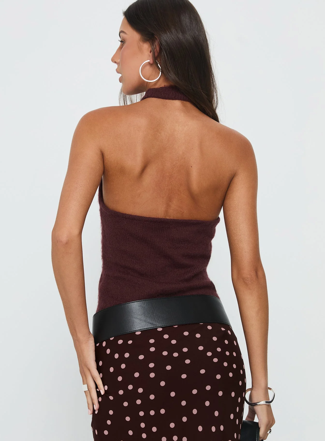 Zariela High Neck Sleeveless Top Burgundy - Image 5