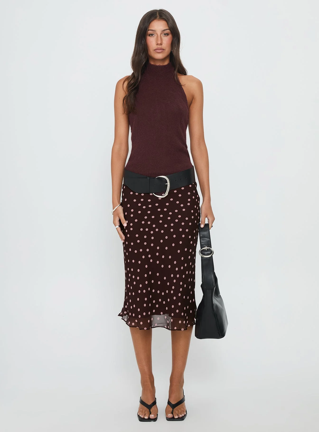 Zariela High Neck Sleeveless Top Burgundy - Image 7