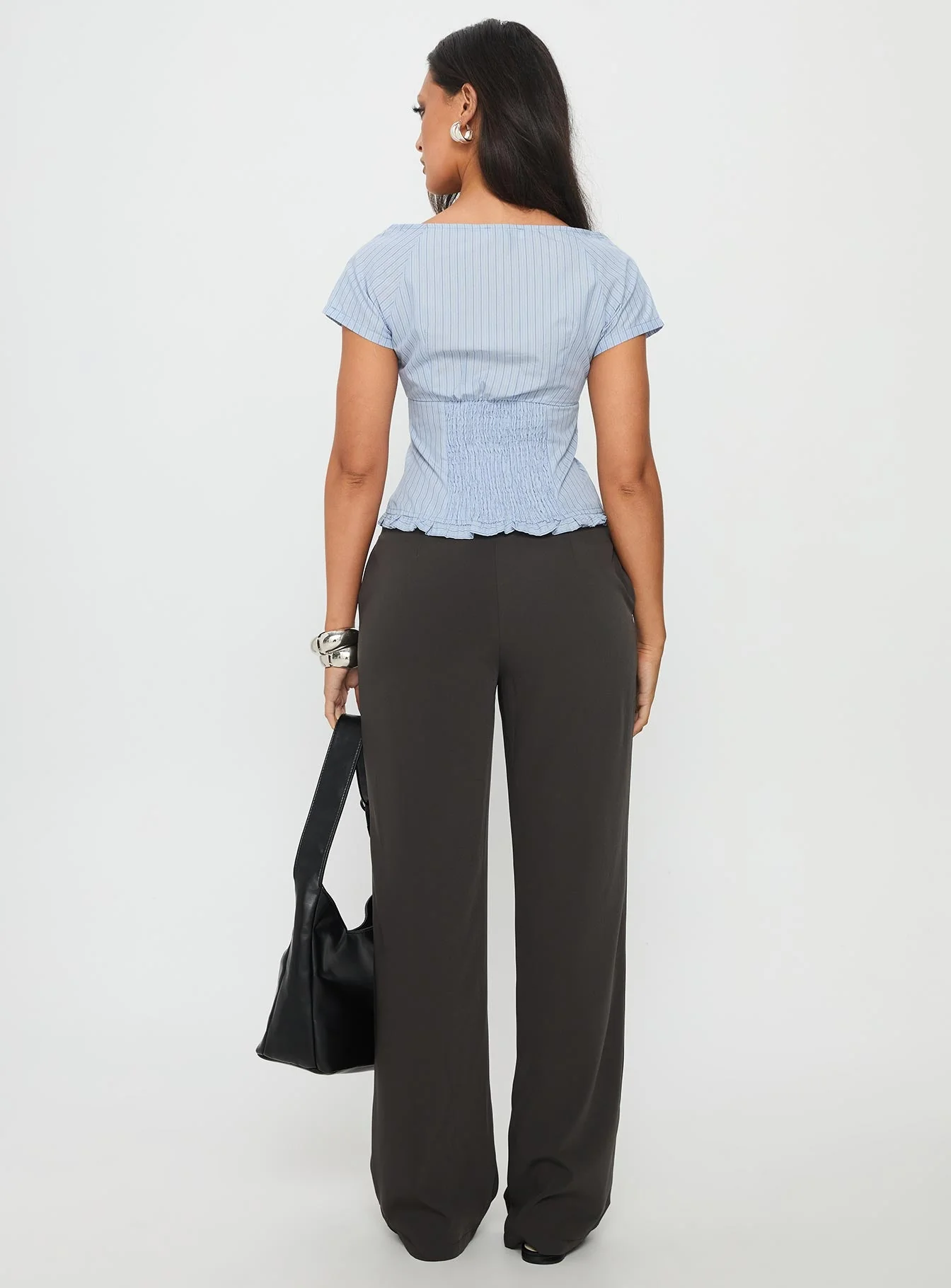 Zayvian Buckle Detail Pants Charcoal - Image 4