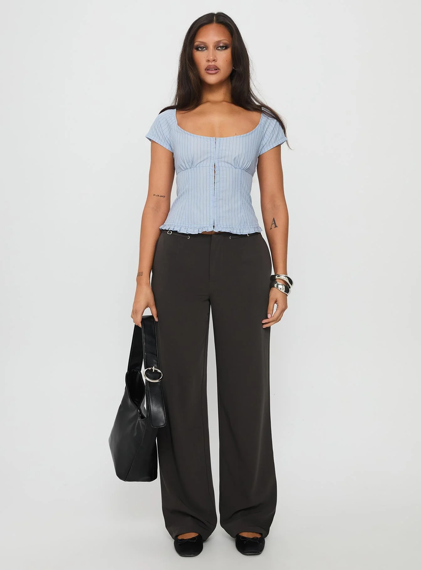 Zayvian Buckle Detail Pants Charcoal - Image 6