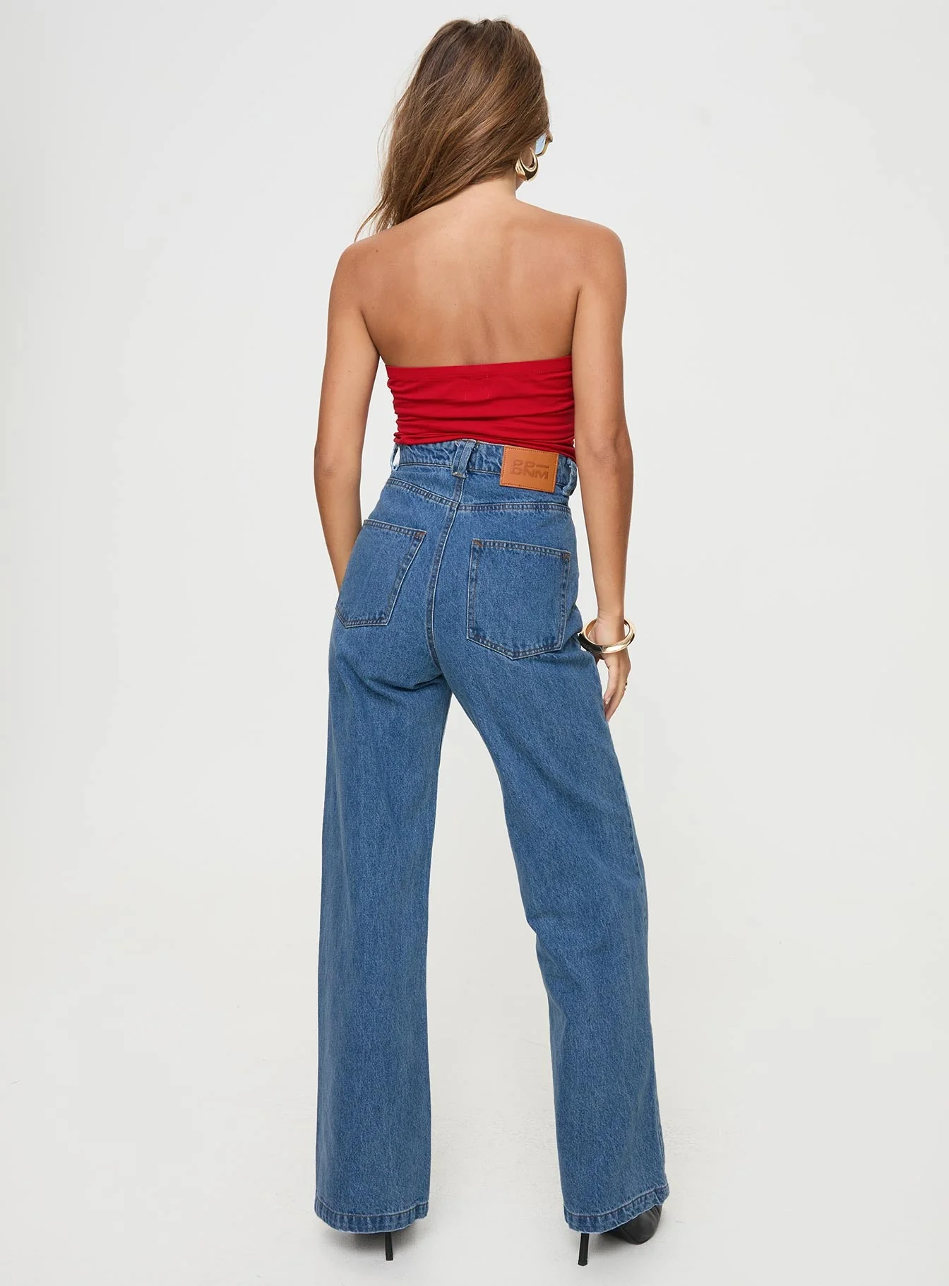 Zephee High Rise Wide Leg Jeans Light Wash Petite - Image 5
