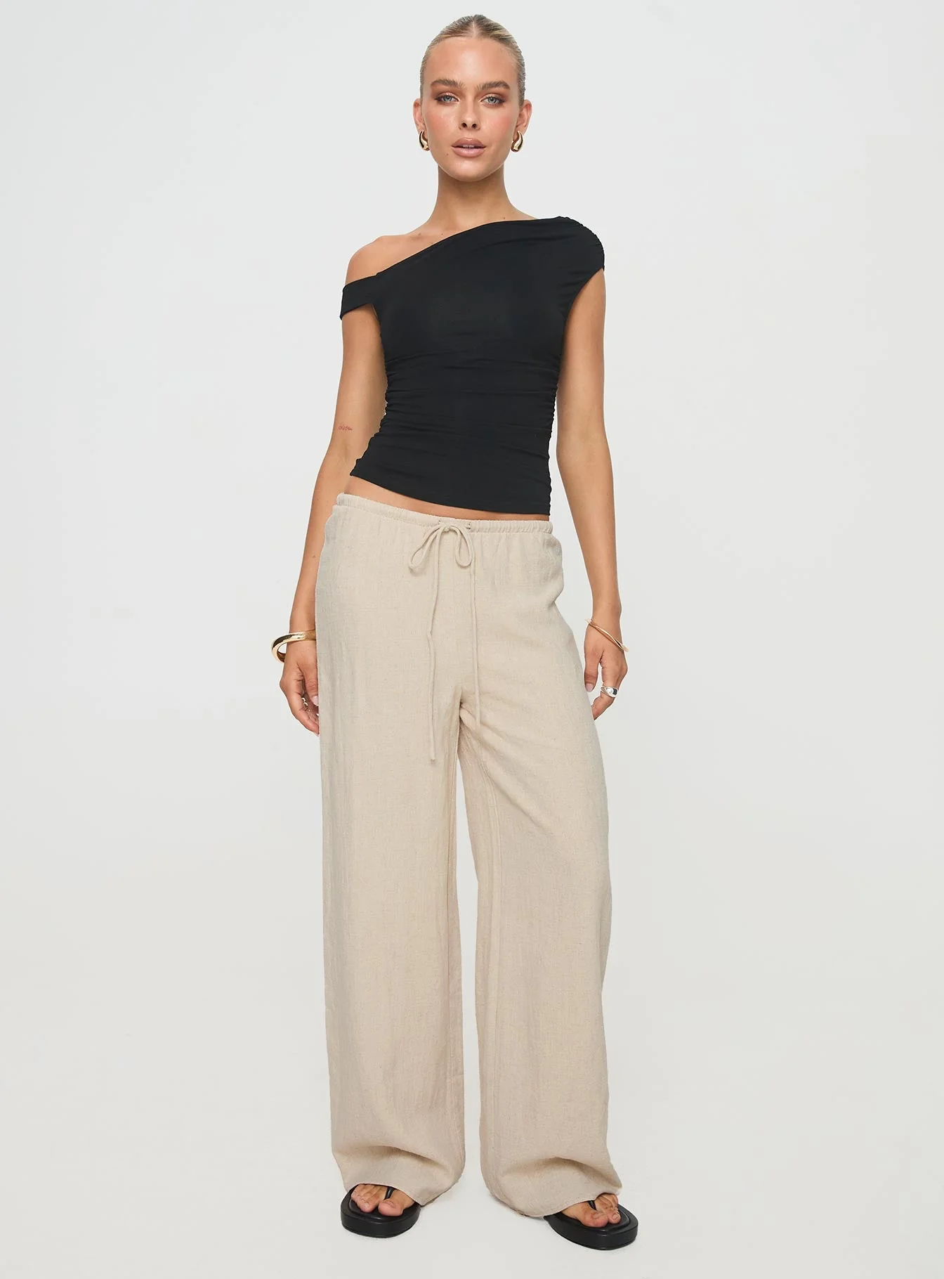 Zodiac Linen Blend Pants Beige - Image 3