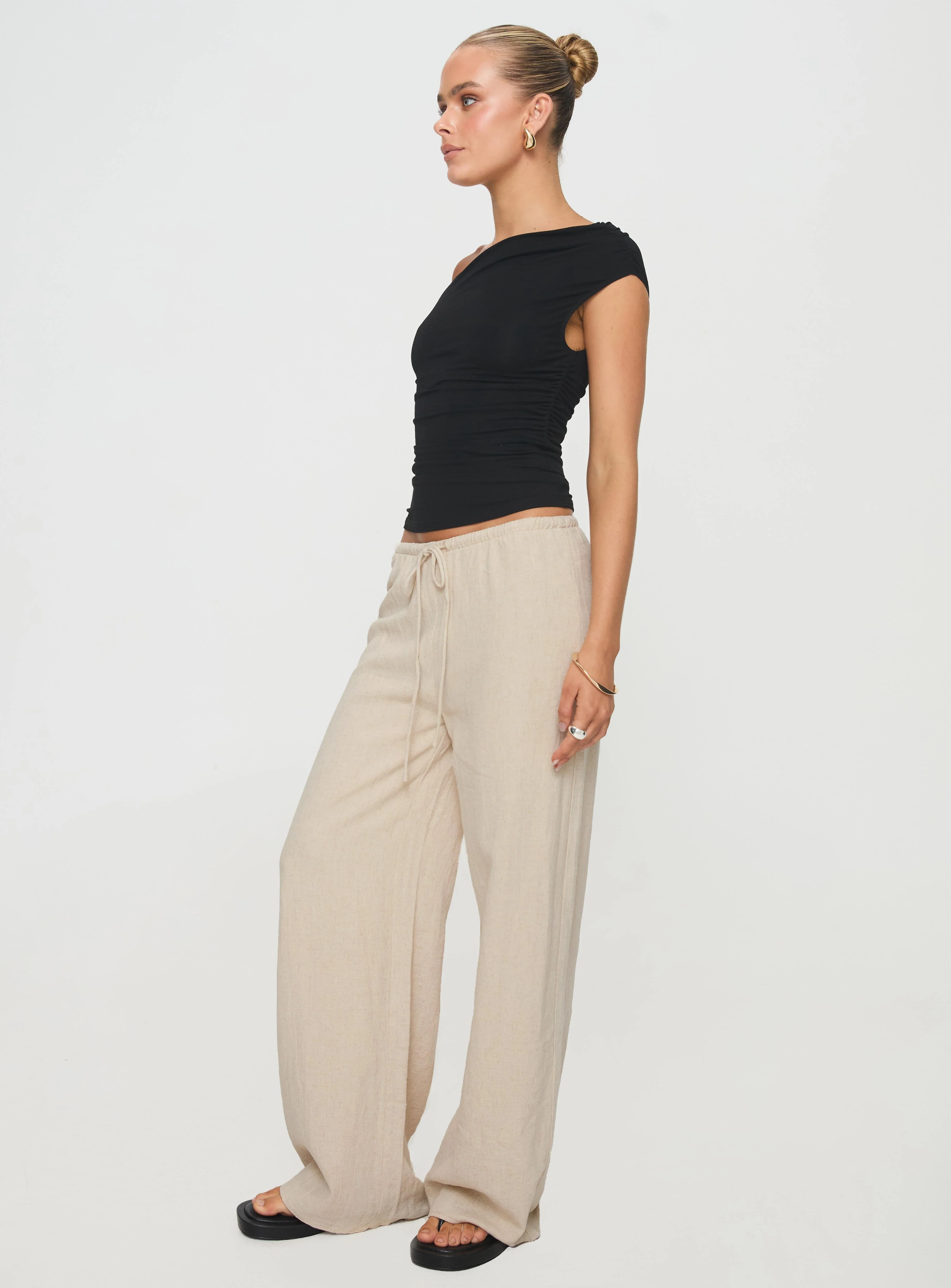 Zodiac Linen Blend Pants Beige - Image 4