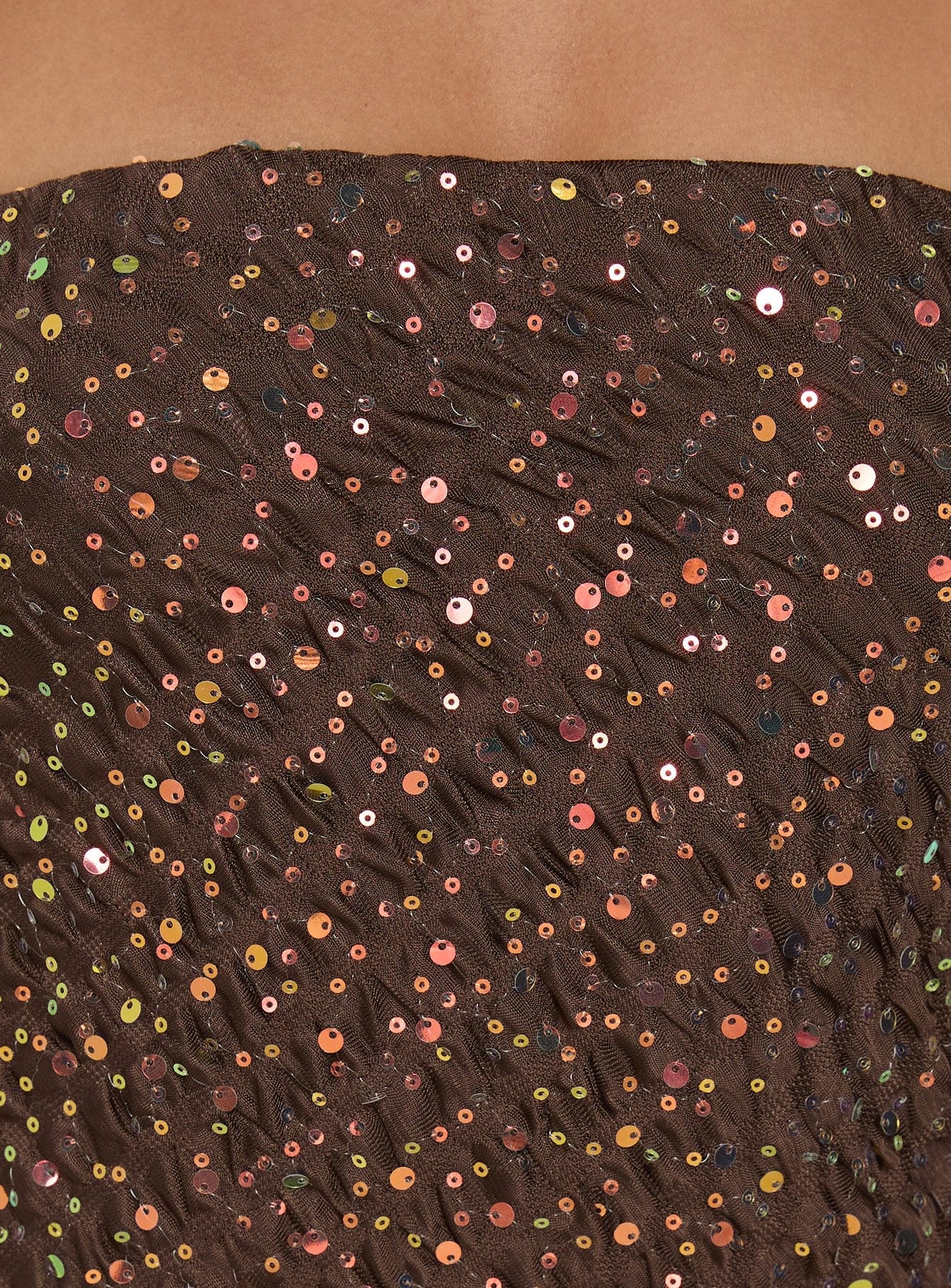 Zohara Sequin Strapless Top Brown - Image 5