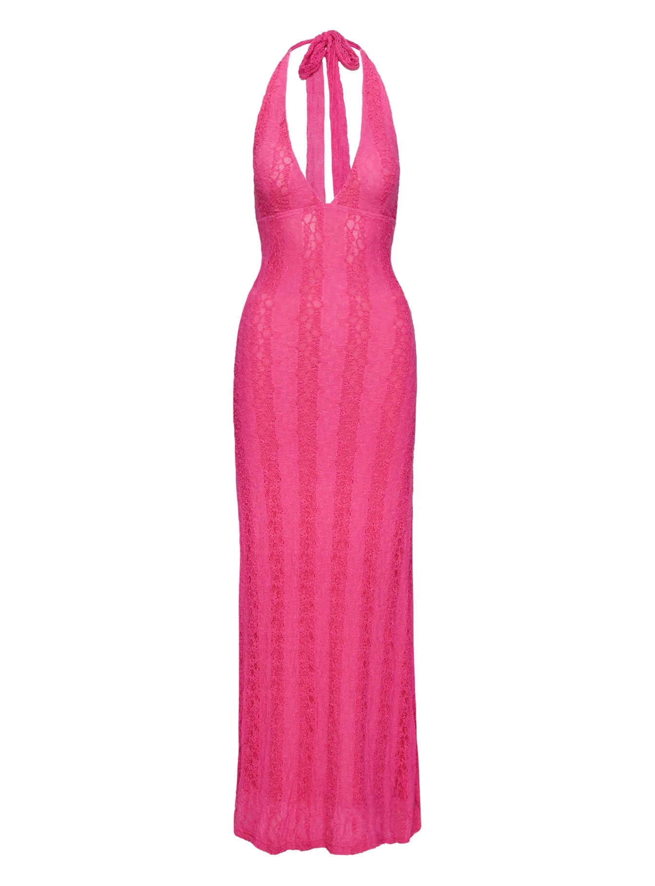 Zoi Lace Halter Maxi Dress Hot Pink - Image 8